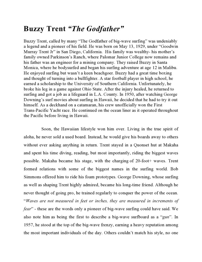 Buzzy Trent model 1964 Pipeliner by Dick Brewer Surfboard Hoard