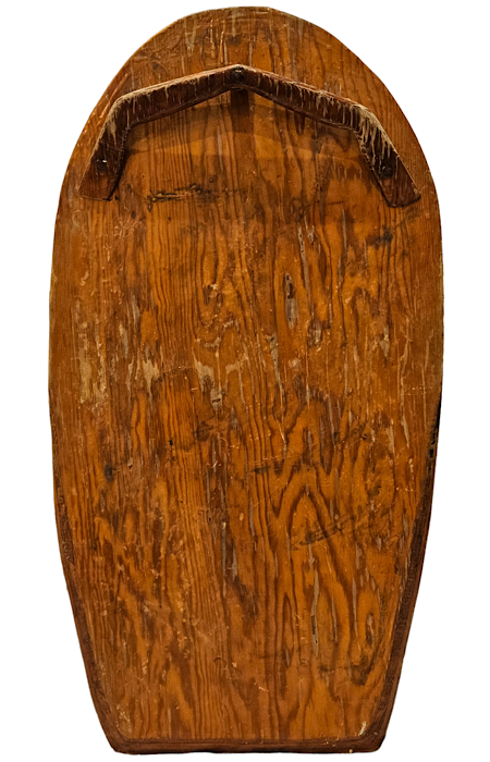 Early wooden bodyboard by Dave Sweet (1950s)
