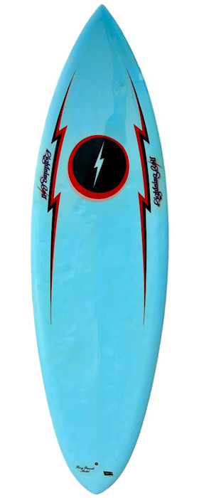 Lightning Bolt Rory Russell model surfboard (mid 1980s)