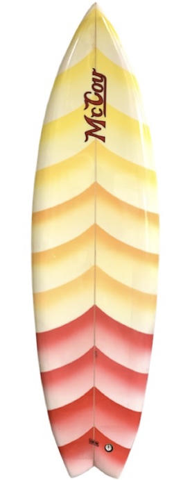 McCoy twin-fin surfboard by Greg Pautsch (1980)