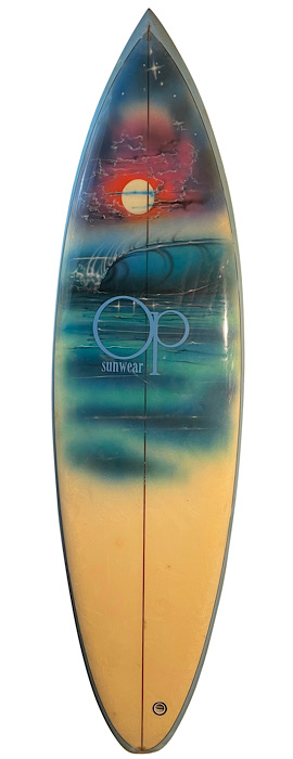 Ocean Pacific wave mural surfboard (mid 1970s)